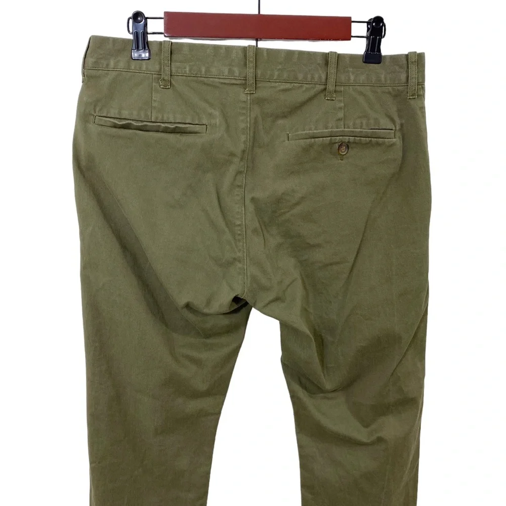 J.Crew Flex Driggs Khaki Chino Pants Men's 31 x 30 Flat Front Olive Green